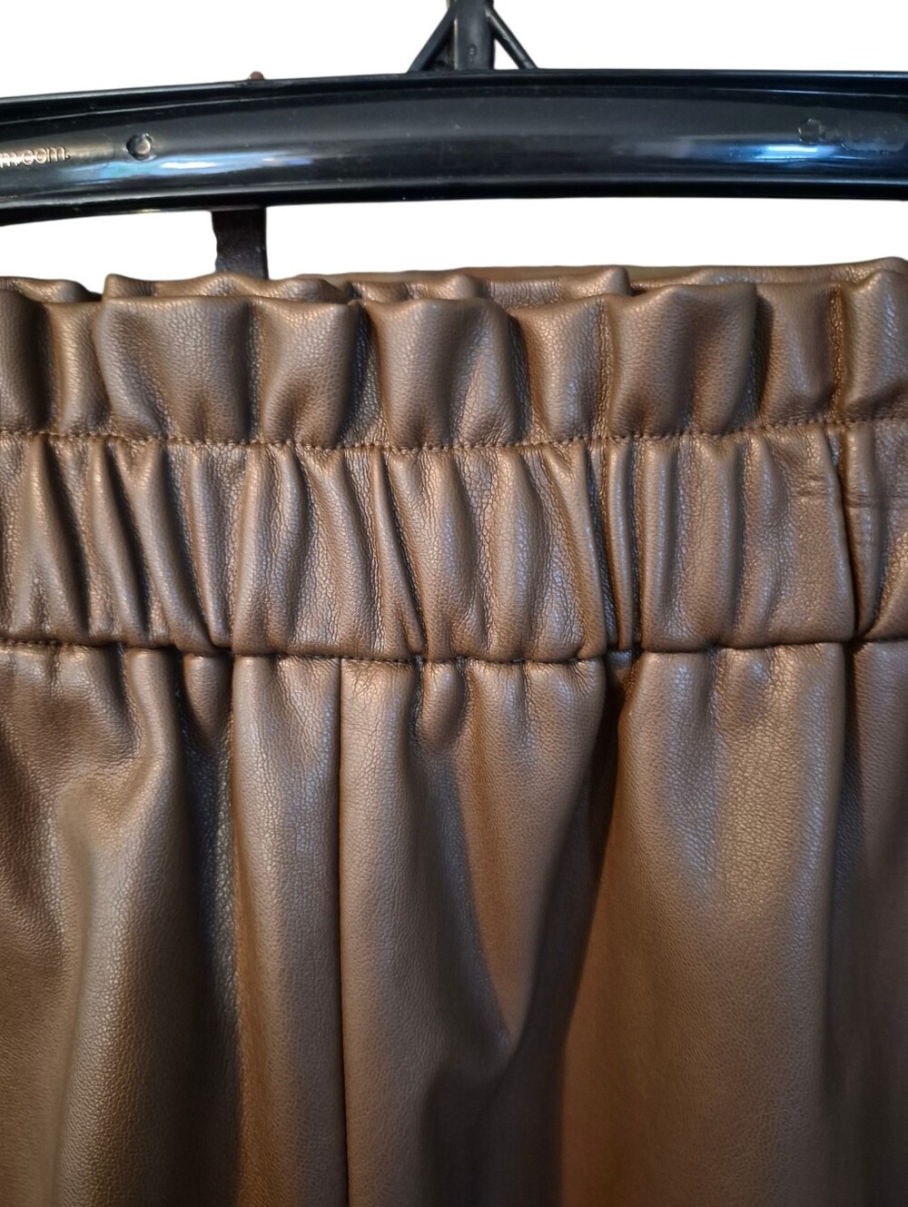 The Drop Women's Brown Faux Leather Paperbag Waist Shorts- M. U32 - Picture 2 of 6